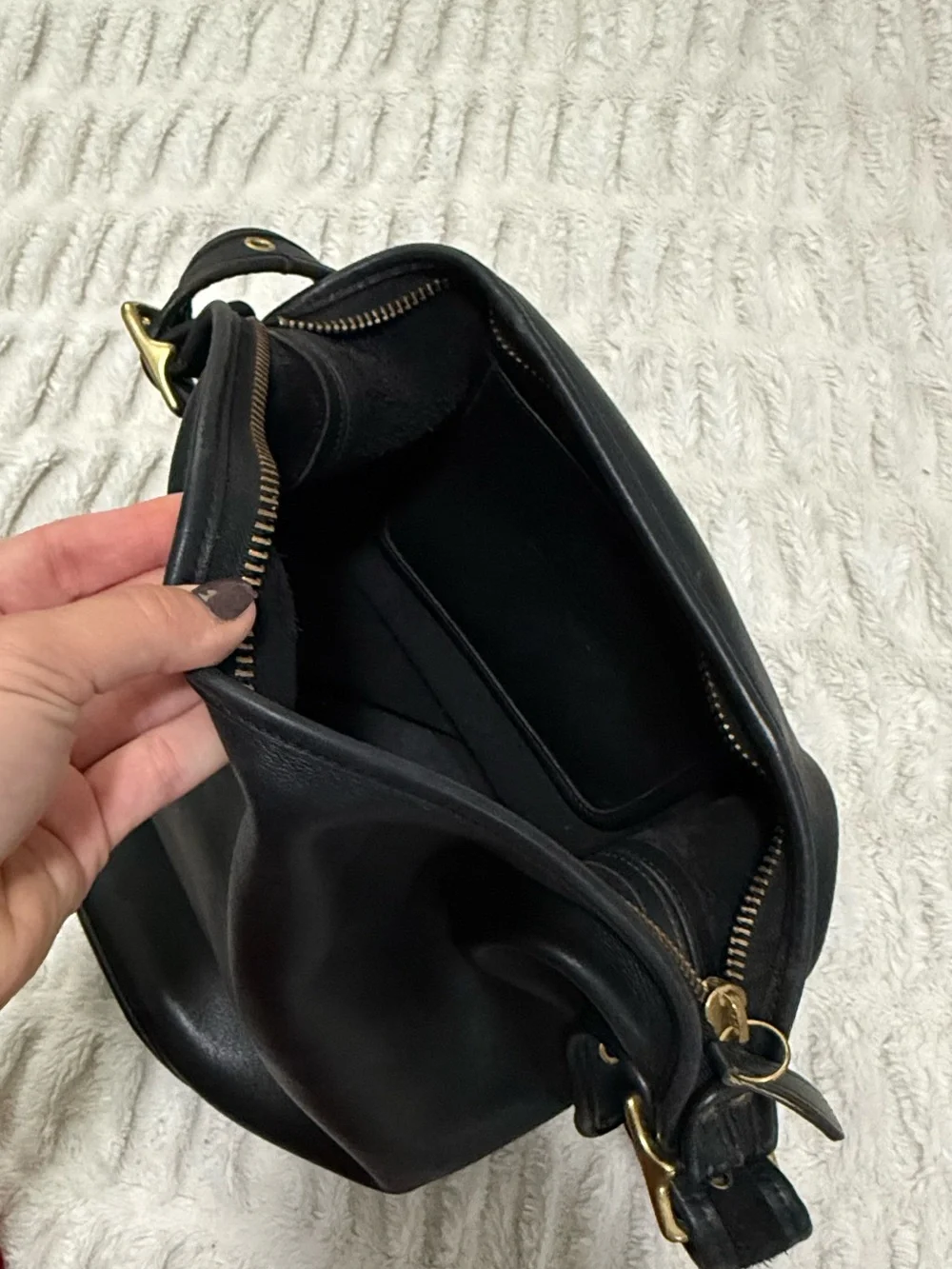 Vintage Coach duffel sac Black Leather Shoulder Bag